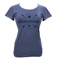 Ladies Scoop Neck Never Stop Saskatchewan T-Shirt