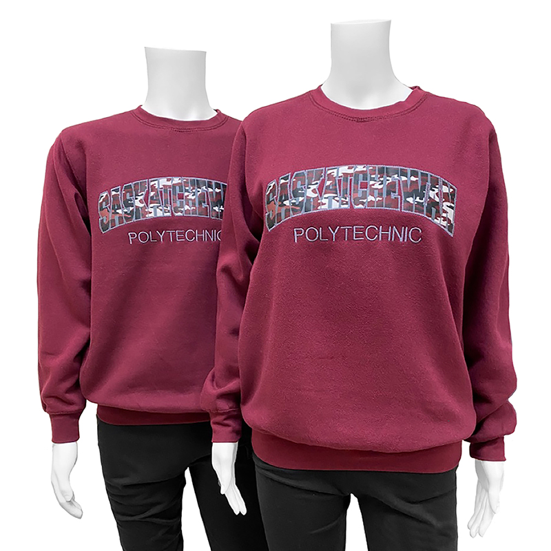 Adult Heather Maroon Crew  Sweatshirt With Grey Camo Logo (SKU 2036251550)