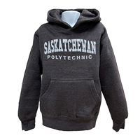 Youth Hoodie With Distressed Saskpoly Logo